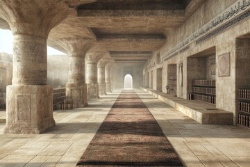 Obraz premium an arched corridor in an ancient temple