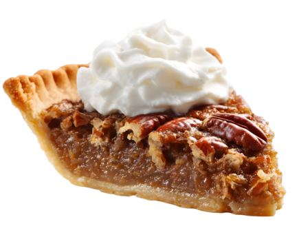 Pecan Pie Slice with Whipped Cream