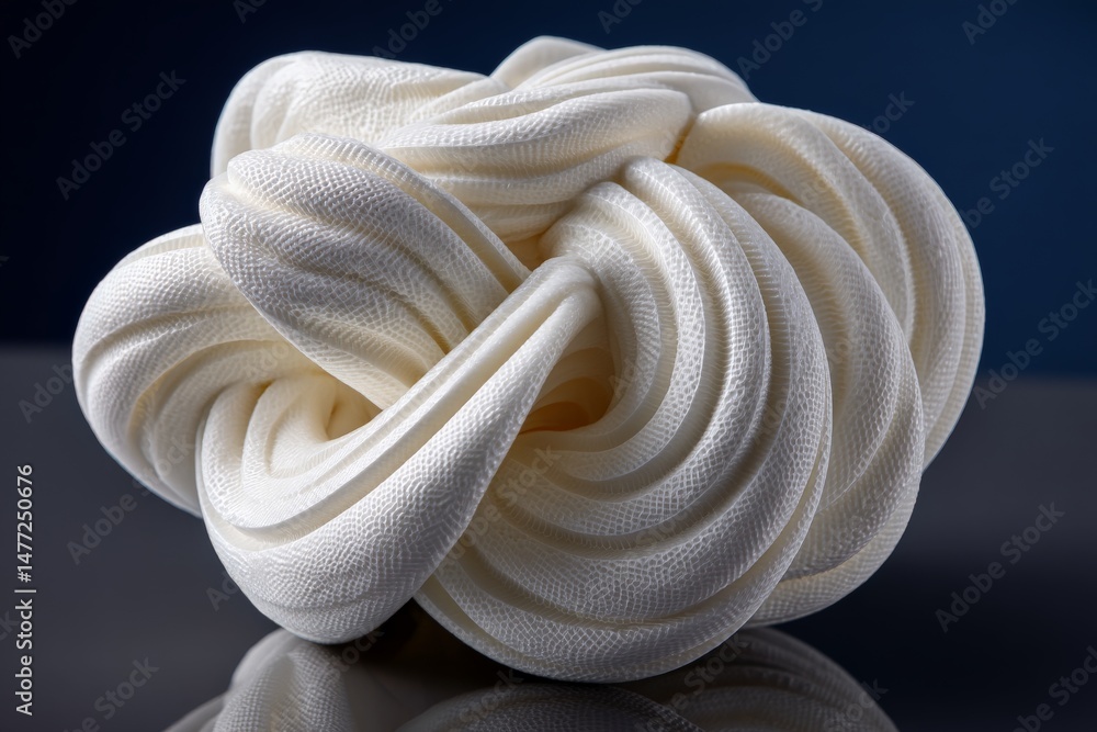 Poster Interesting abstract design of a knotted white shape on a dark background highlighting texture and form