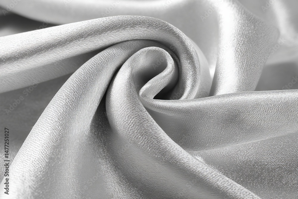 Poster silky fabric in a twist showcasing smooth texture and sheen in natural light