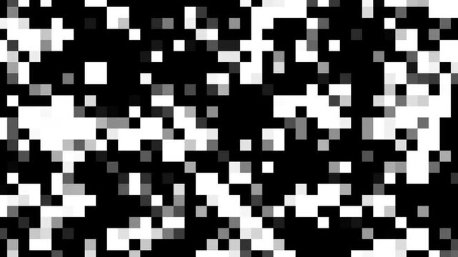 Abstract animation black and white square mosaic motion movement background. Animated abstract technology background pattren