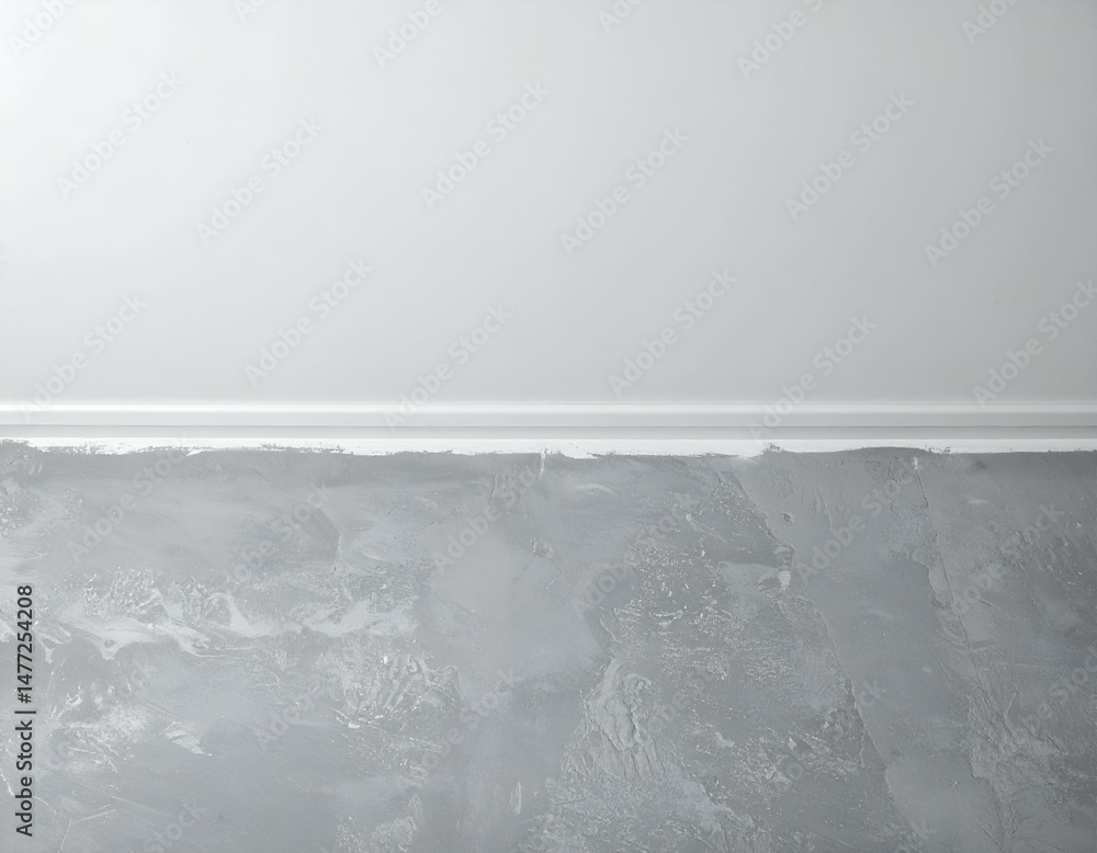 Poster grey textured wall with white baseboard. perfect for background or design element.
