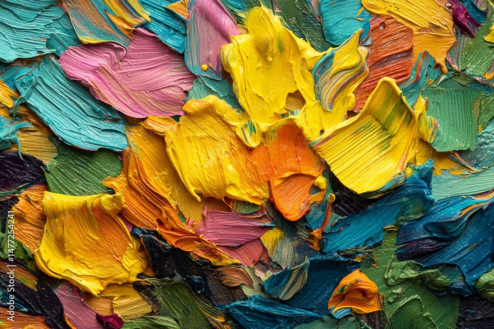 Aufkleber vibrant colors blend artistically on a textured canvas creating a lively abstract composition