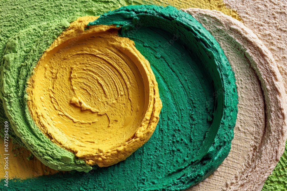 Aufkleber vibrant colors in concentric swirls of paint on a textured surface showcase creativity and artistic 