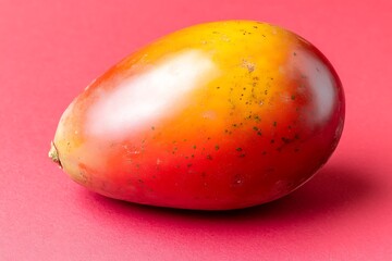 Fototapeta premium Vibrant tamarillo on pink background closeup