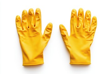 Pair of bright yellow disposable gloves