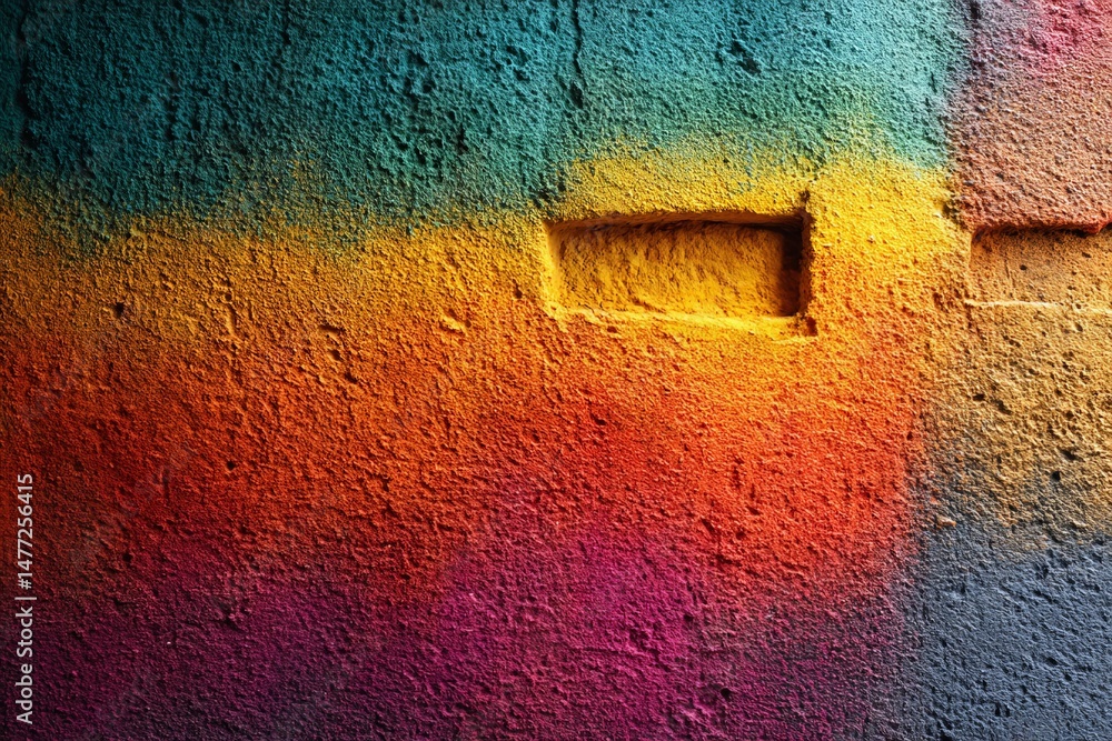 Aufkleber vibrant color blending on textured wall creates an artistic backdrop in urban setting