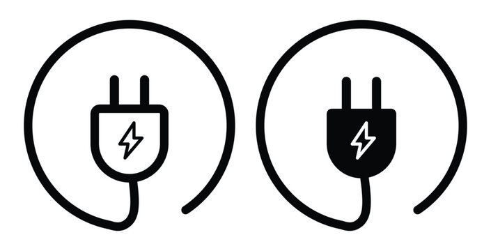 Electrical power icon symbol sign, electric plug icon symbol. Connection, socket with a plug, icons. vector illustration
