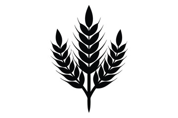 Black Silhouette of Three Stalks of Grain, Wheat, or Barley Harvest