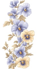 Obraz premium Pastel pansies bouquet, floral design, textile print