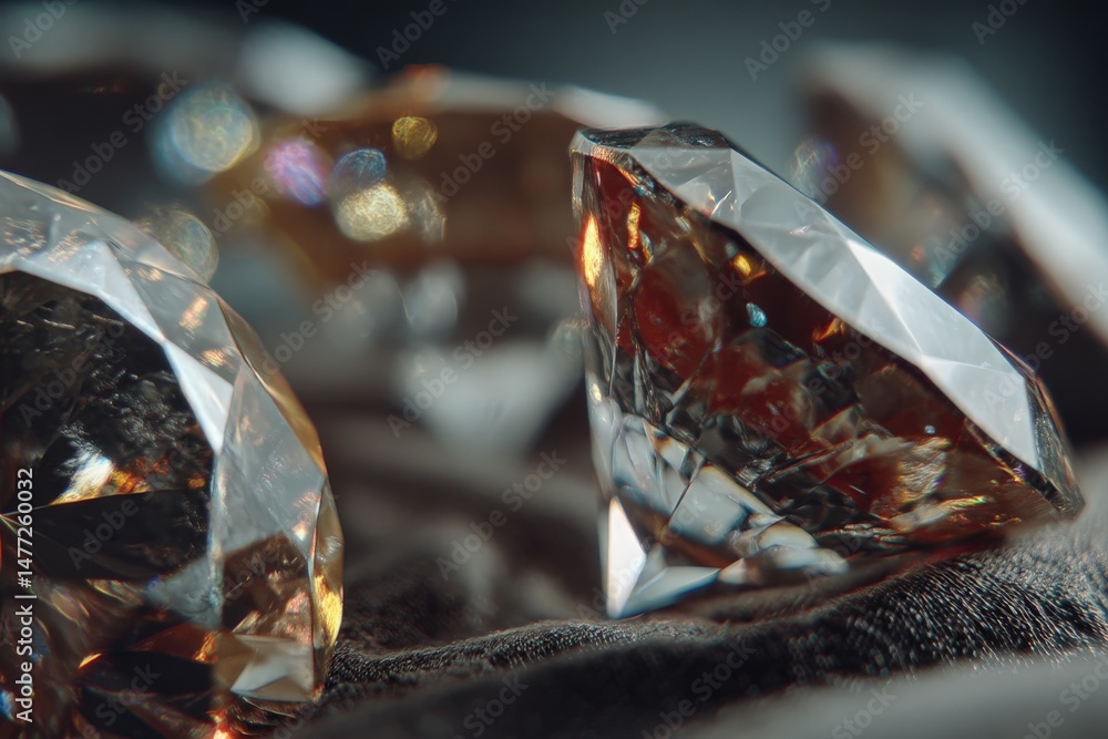 Aufkleber sparkling diamonds displayed on a dark fabric background highlighting their brilliance and unique sh