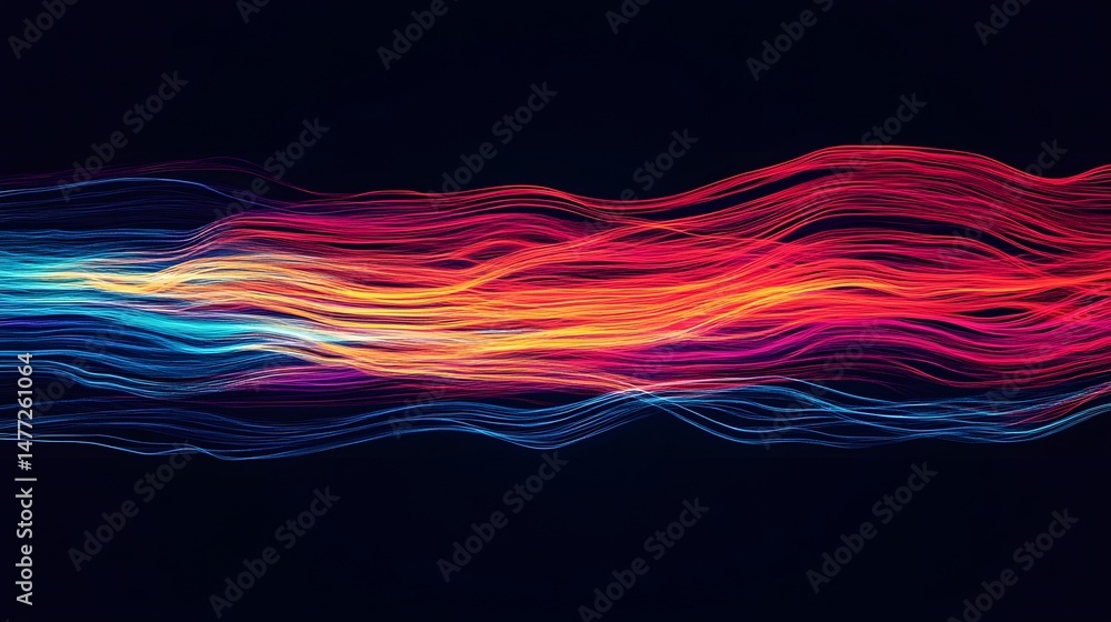 Poster futuristic data visualization in a digital abstract landscape