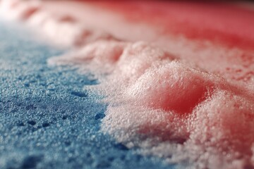 Fototapeta premium Colorful foam waves on a smooth surface create a dynamic visual in red and blue tones