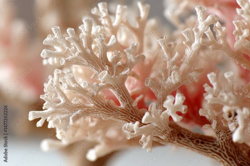 Poster intricate details of a coral reef showcasing vibrant textures and structures under natural light