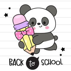 panda bear hug pencil coquette bow school supplies kawaii animal with pastel background