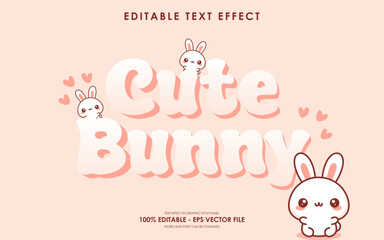 Editable cute bunny text effect, with cute bunny characters