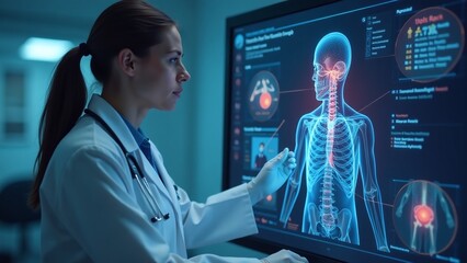 Doctor using AI to assist in patient treatment planning