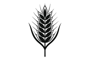 Stylized Black and White Illustration of an Ear of Wheat or Grain Stalk