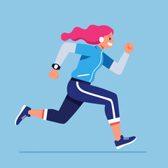 Fototapeta premium A woman is running in the morning | Flat design character 