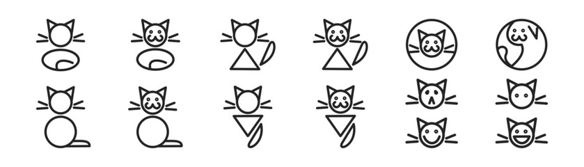Cat icon set. Vector illustration.