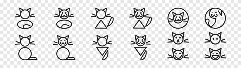 Cat icon set. Vector illustration.