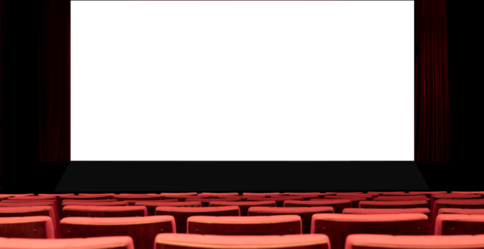empty movie theater and movie screen mockup.
movie theater with red seats