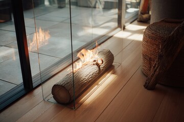 A Sun-Drenched Yoga Mat Awaits Practice Near a Modern Window Frame