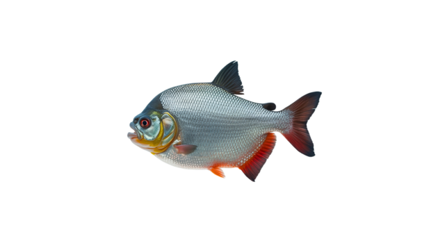 Red bellied Piranha Fish on Transparent Background