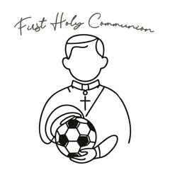 First Holy Communion with a Boy Holding a Soccer Ball