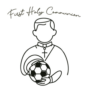 First Holy Communion with a Boy Holding a Soccer Ball