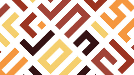 Modern abstract maze-like geometric pattern in warm earth tones including chocolate, ochre, and burnt orange. Ideal for creative backgrounds, packaging, branding, and digital media.
