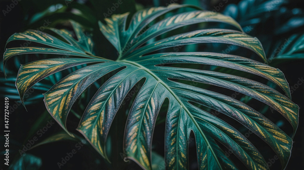 Poster abstract dark tropic leaf texture for digital and botanical pattern themes