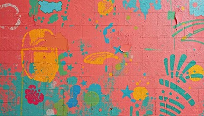 Obraz premium Abstract grunge wall texture, painted in vibrant hues with distressed effect, palette, paint