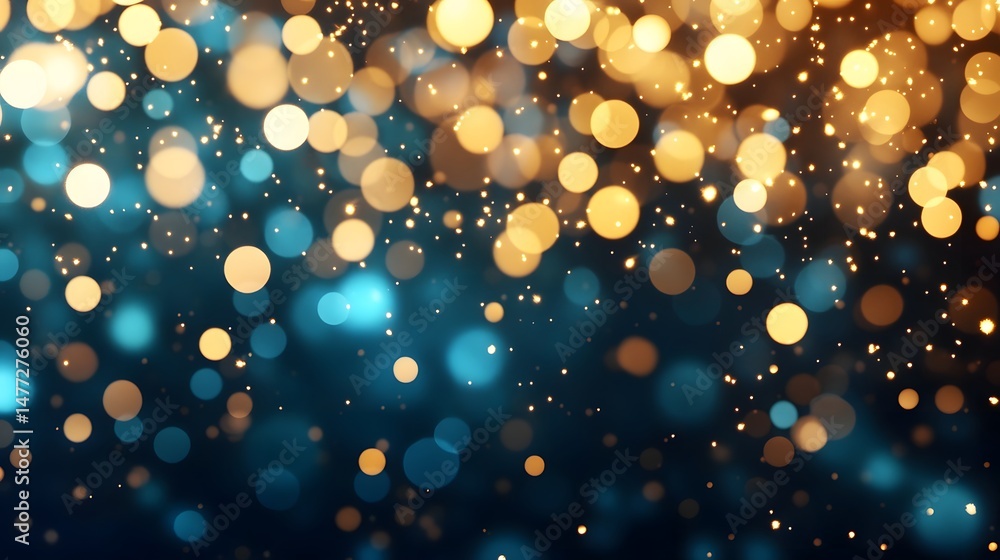 Poster enchanting bokeh reflections with golden sparkles