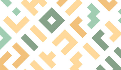 Soft and modern seamless geometric pattern design featuring pastel warm tones like peach, light yellow, and sage green. Perfect for background textures, branding, packaging, textile design, digital pr