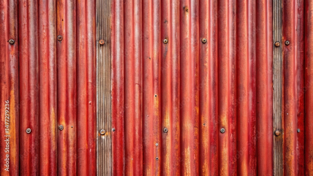 Aufkleber rustic red corrugated metal sheet with weathered wood accent a textured background image