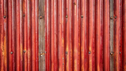 Fototapeta premium Rustic Red Corrugated Metal Sheet with Weathered Wood Accent A Textured Background Image