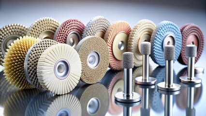 Assortment of abrasive polishing and grinding wheels and cylindrical grinding tools for industrial applications