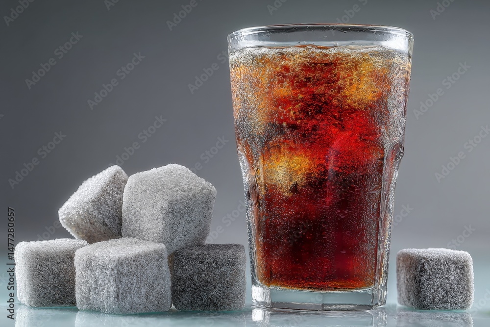 Aufkleber refreshing beverage served with sugar cubes for a sweetened taste experience in a modern setting