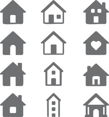 Collection of home icons. House icons set. Hand drawn House collection. Set of houses icons