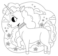 Hand drawn coloring book illustration	
