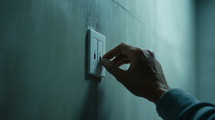 Hand Turning On or Off a Light Switch