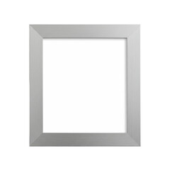 A simple, brushed metal picture frame with a square empty space isolated on a black background
