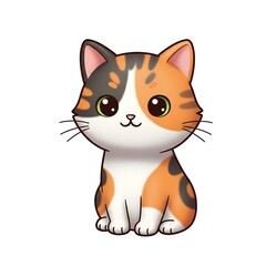 Obraz premium Cute Cartoon Calico Kitten Sitting