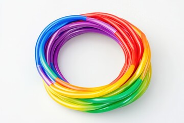 Colorful rainbow-hued rings arranged in a circle