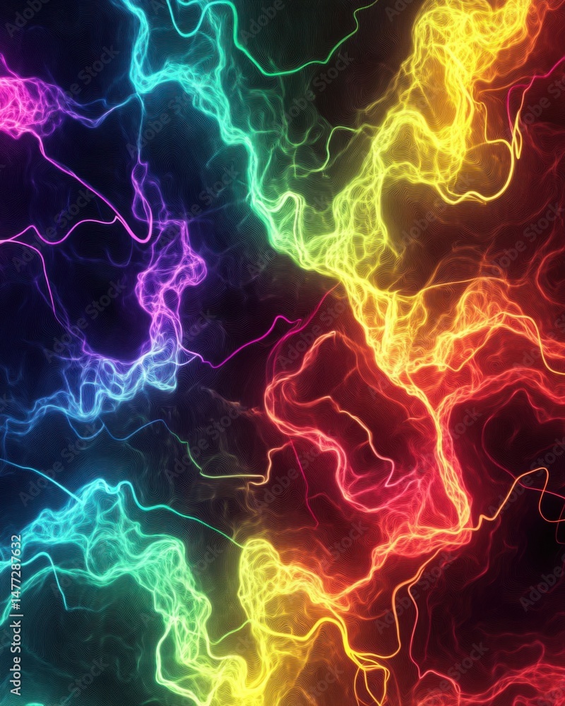 Aufkleber abstract colorful energy lines flow on dark background vibrant spectrum light effect design element