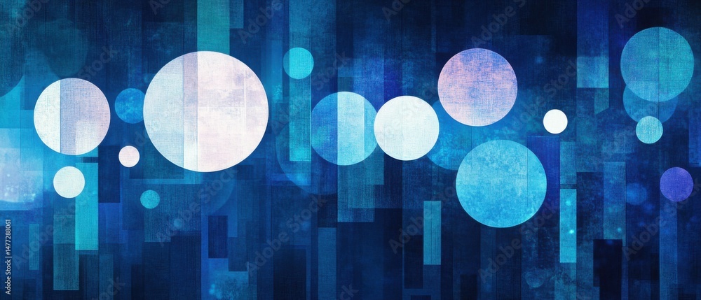 Poster abstract blue composition with circles and rectangles modern art style graphic design backdrop backg