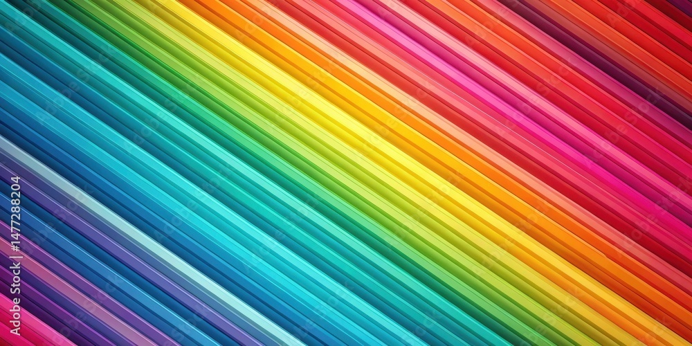 Poster Vibrant Diagonal Stripes of Saturated Hues in a Colorful Gradient Pattern Featuring a Spectrum of Bright and Vivid Colors