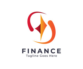 Abstract Finance Logo with Arrow and Curved Elements