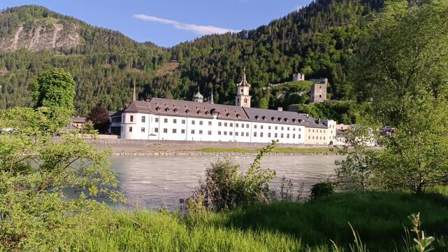 Exploring the Historic Valley and Scenic Landscape near the Castle and River in Rattenberg on a Bright Spring Day
